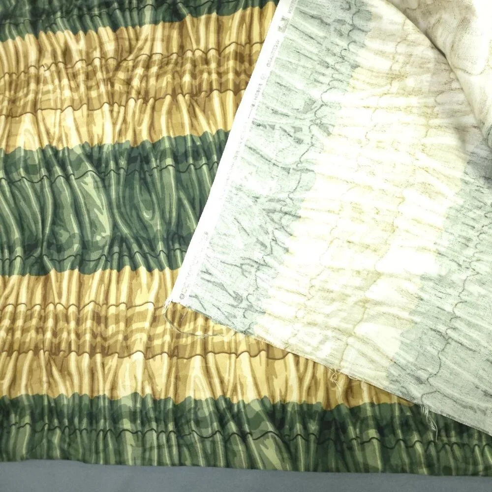 Western Textile Upholstery Fabric Green Gold Screen Print Stripe Tie Dye 2.5 yd